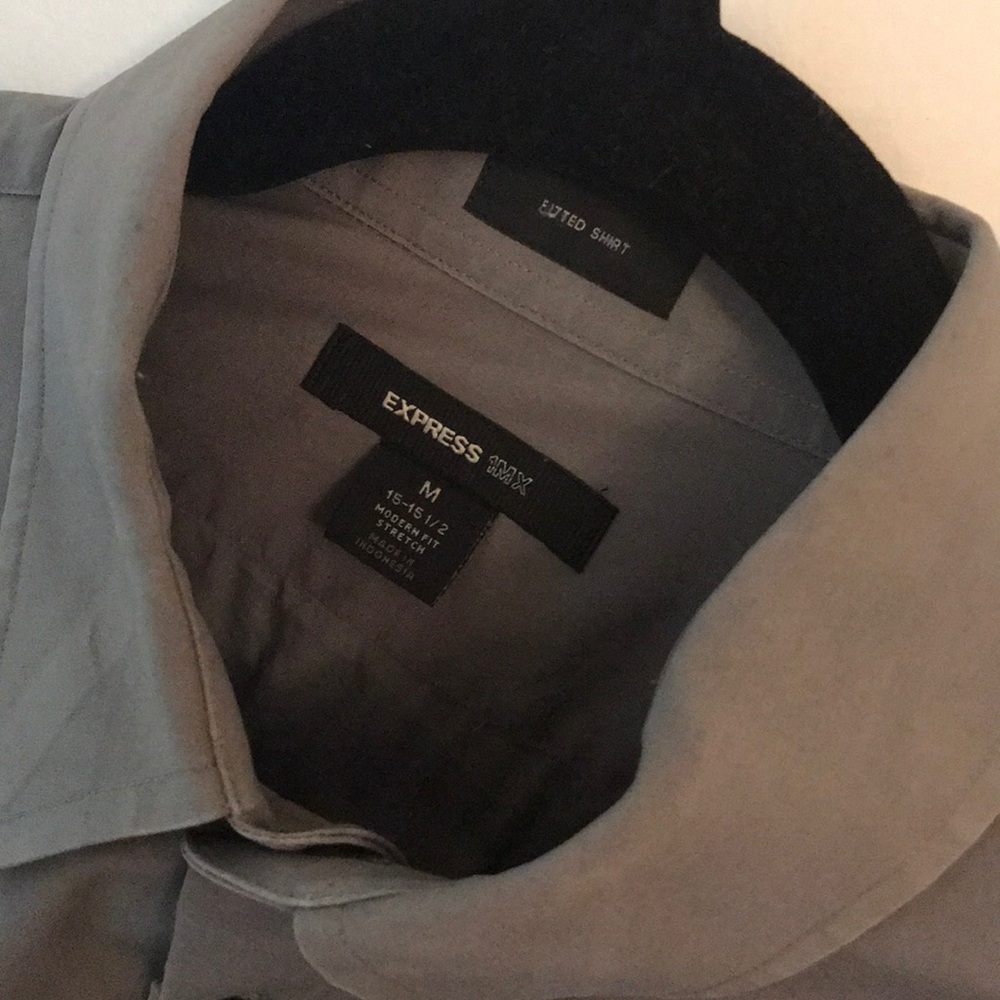 Express fitted grey dress shirt